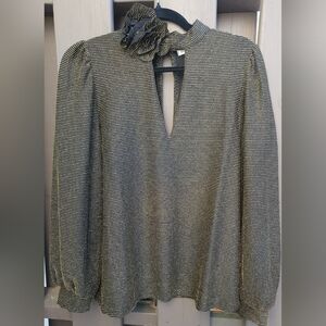 SFERRA Metallic Striped Knit Top - Black & Gold